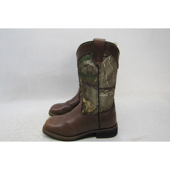 Austin Youth Size 11 D Brown Square Toe Camo Cowboy Western Boots - Picture 1 of 11